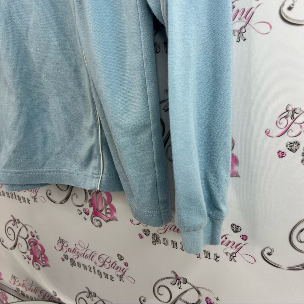 Descente sweater half zip collared pin stripes warm Light Blue white Sweater - Picture 5 of 15